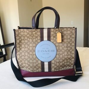 Coach Dempsey Tote Crossbody Bag 40, Signature Jacquard With Stripe Coach Patch